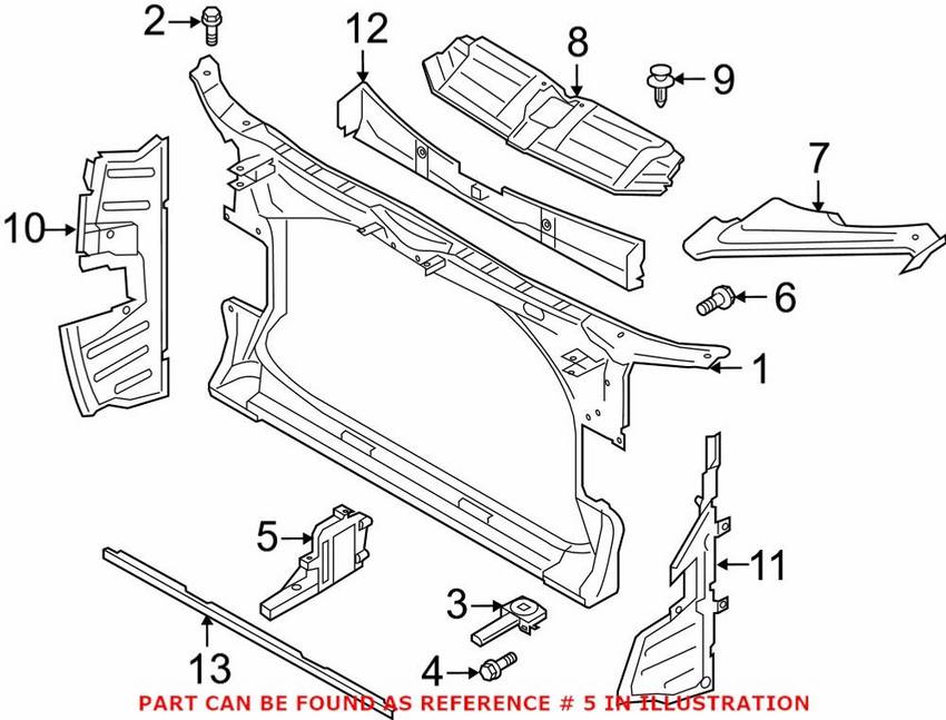 Audi Radiator Support Bracket - Passenger Side 4G8805608